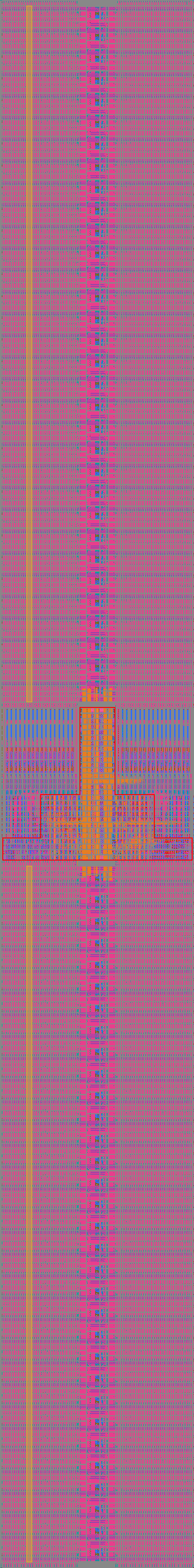 The whole generated block with one column of cells marked